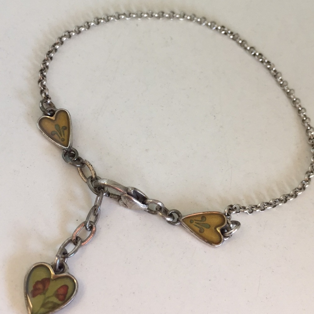 Brighton Fleur-de-Lis/floral heart pendant anklet